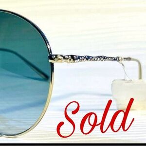 Givenchy Sparkling Gold & Blue Female Aviator Versatile & Dazzling Sun Glasses
